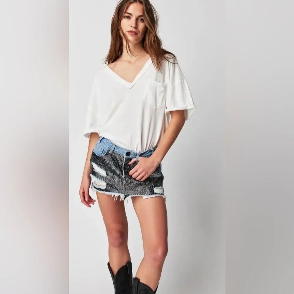 Free People Size 29 One Teaspoon Railed Sequin Junkyard Mini Skirt